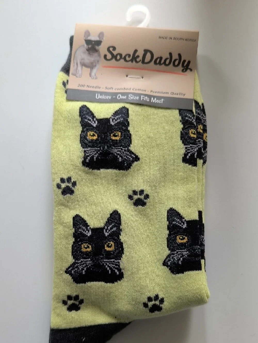 Cat Socks - Assorted Cream, Gray, Green